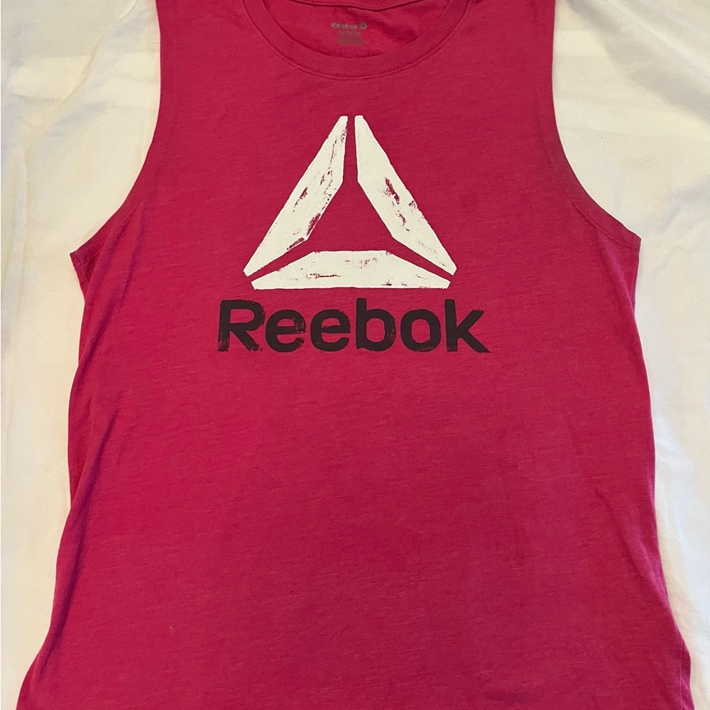 Reebok Women's Hot Pink/Fushia Cotton Blend Tank Top, Size Medium